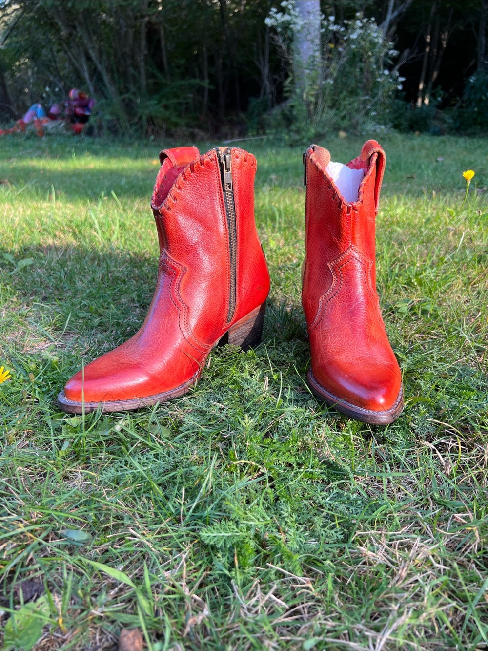 BED|STÜ Baila II Red Western Ankle Boots